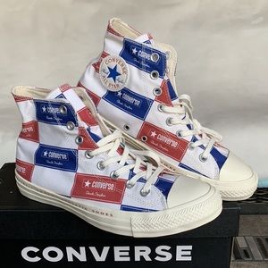 CONVERSE CTAS HI EGRET/BLUE/GYM RED WMNS